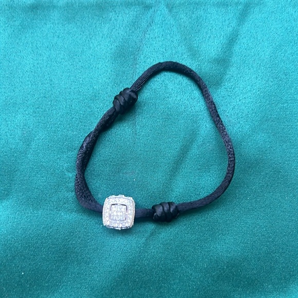 Vintage Rhinestones and Black Silk Bracelet - Picture 4 of 17